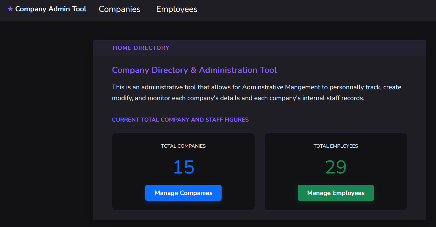 Laravel Company Admin Tool
